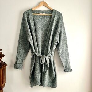 MaxMara‎ Leisure Manetta Tie Waist Virgin Wool Cardigan in Olive Green